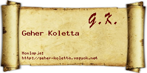 Geher Koletta névjegykártya